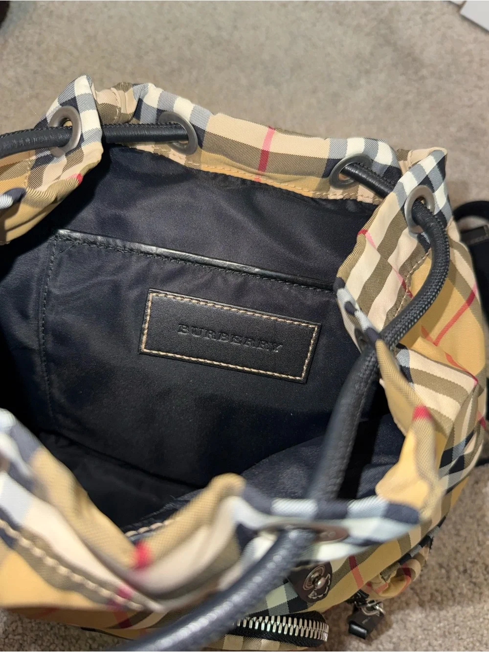Vintage Burberry Checkered Beige Plaid Mini Backpack